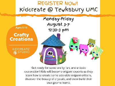 Kidcreate Studio @ Tewksbury UMC: Crafty Creations (5-12y)